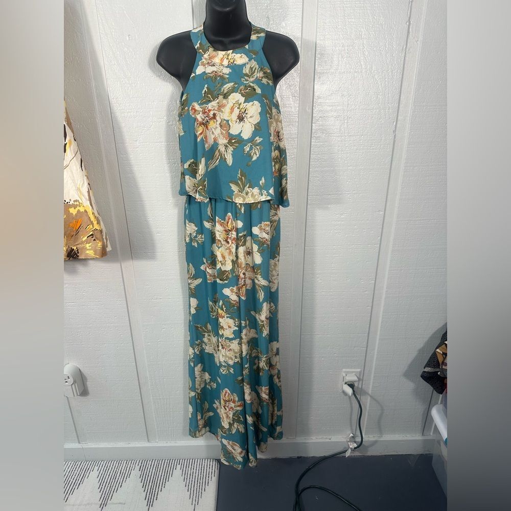 PEACH LOVE Women's Multicolor Floral print Flap Front Jumpsuit SIZE Small EUC